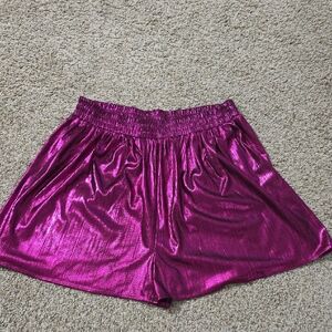 Zara Pink Athletic Shorts with Metallic Finish